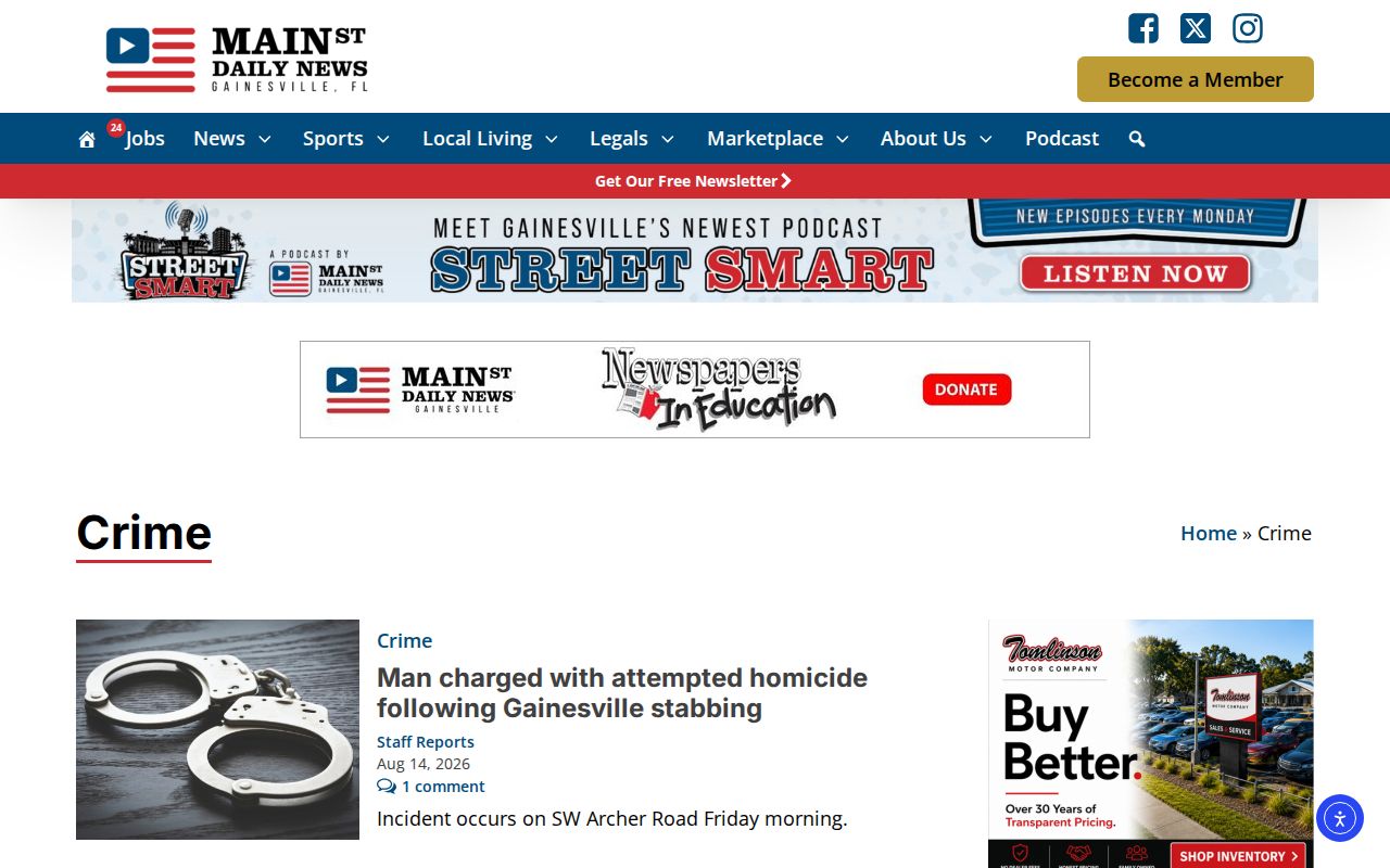 Mainstreet Daily News Gilchrist County crime news section